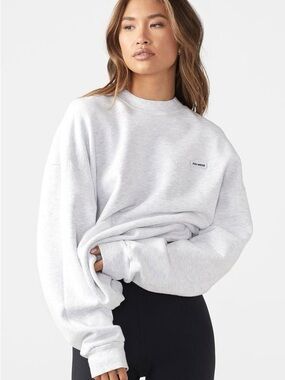 Joah Brown Light Gray Oversized Crewneck Sweatshirt